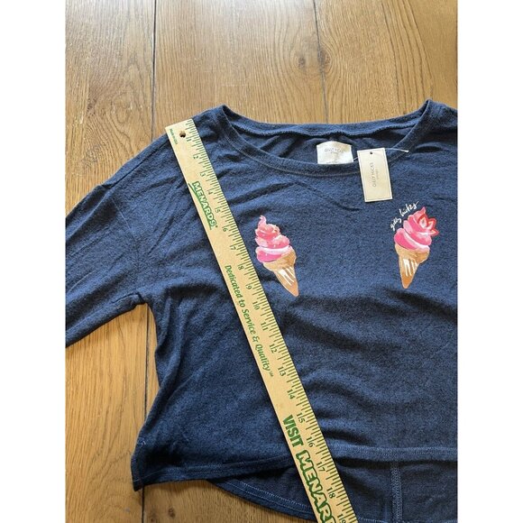 Gilly Hicks Sydney Top‎ Women Size XS Long Sleeve Blue Ice Cream Cone Preppy NWT - Picture 3 of 16